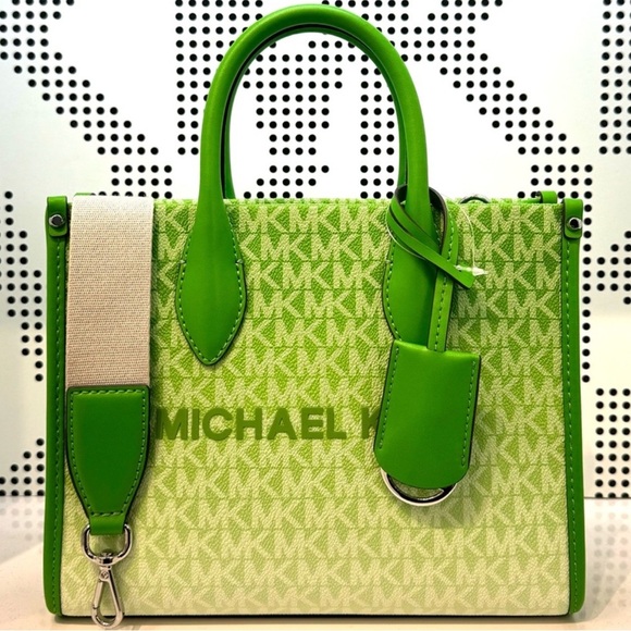 Michael Kors Mirella Small Ombré Signature Logo Crossbody Bag Jungle Green - Picture 1 of 9